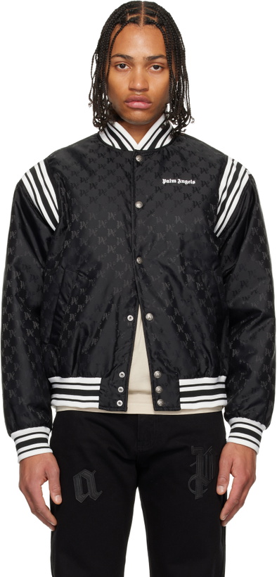 Photo: Palm Angels Black Monogram Jacquard Bomber Jacket