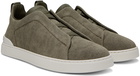 ZEGNA Green Canvas Triple Stitch Sneakers