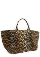 Ganni Printed Xxl Shopper Canvas Tote bag - Leopard - One Size