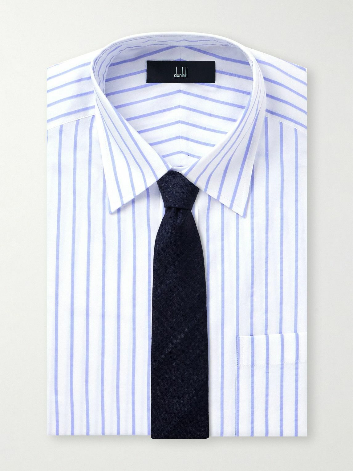 Dunhill - Striped Textured-Cotton Shirt - Blue