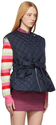 GANNI Navy Recycled Ripstop Quilt Vest