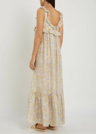 Chloe Floral-print Frill Silk Maxi Dress Purple