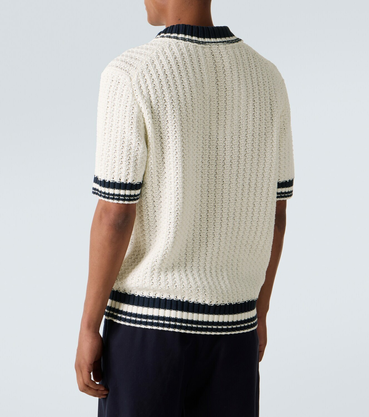 Orlebar Brown Swift crochet striped cotton polo shirt
