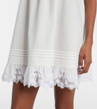Saint Laurent Lace-trimmed cotton slip dress