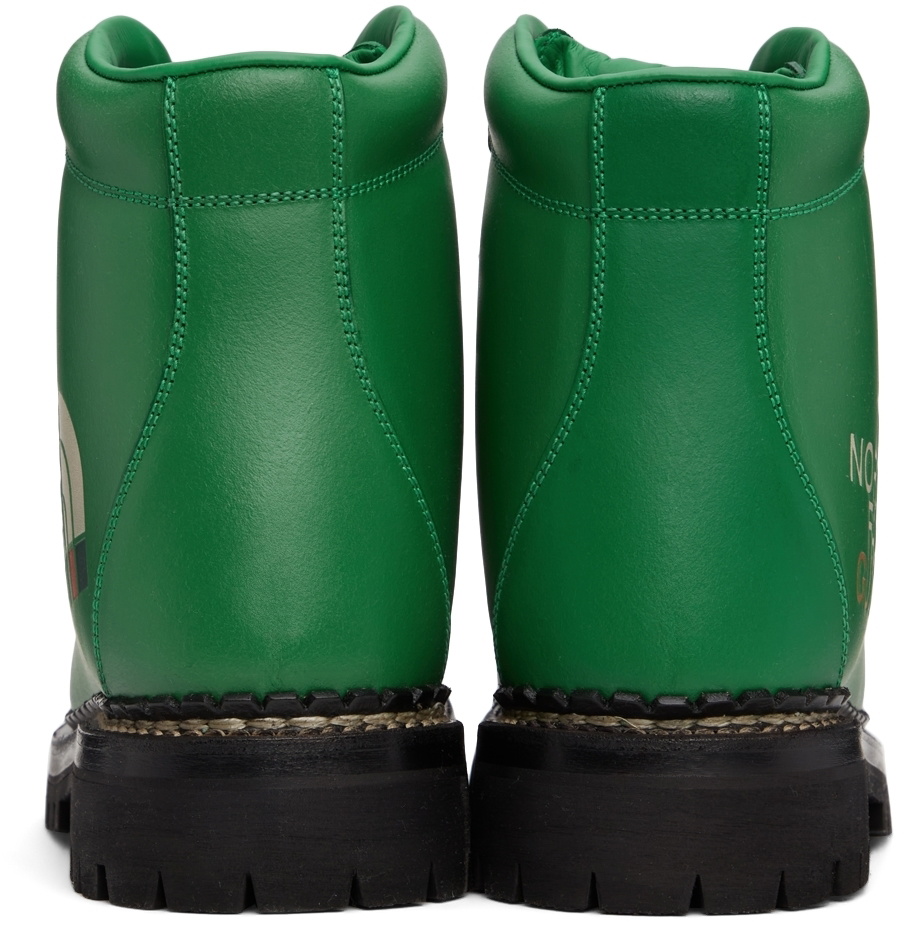 Gucci X The North Face Green Leather Lace-up Boots Size 38 Gucci