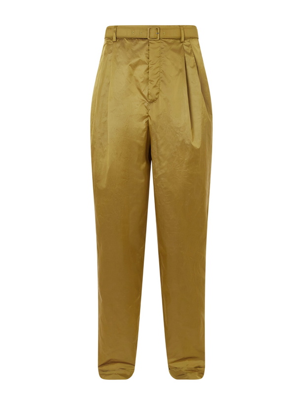 Photo: SAINT LAURENT - Tapered Belted Pleated Shell Trousers - Green