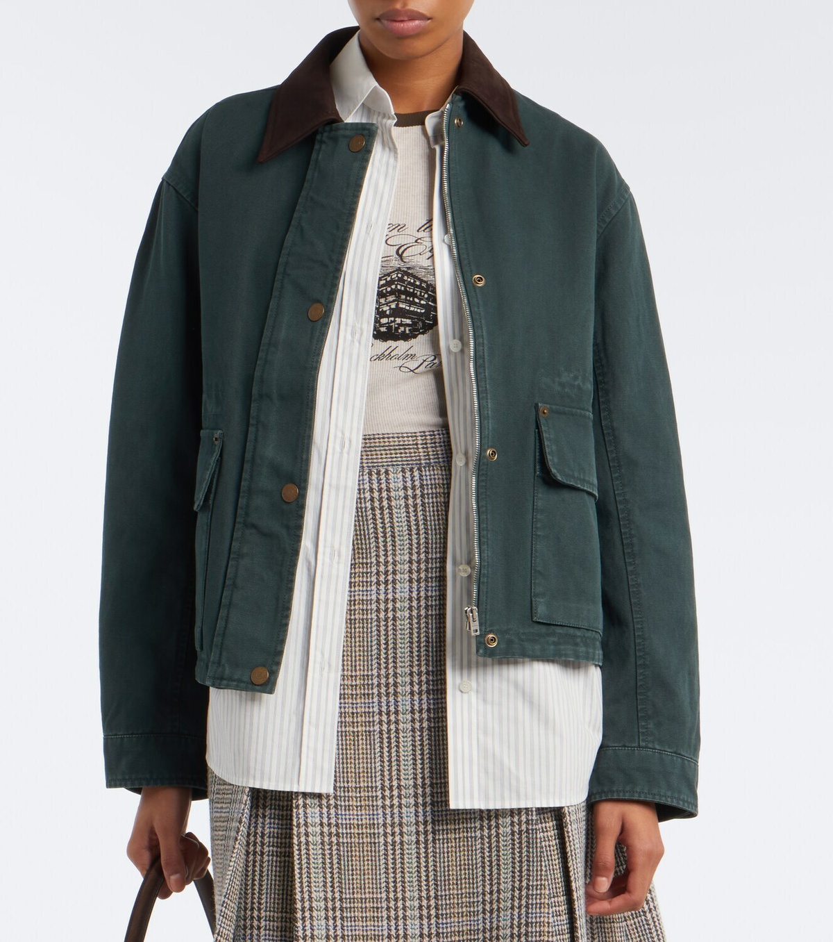 Acne Studios Suede-trimmed cotton canvas jacket