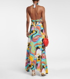 Etro - Printed halter-neck crop top