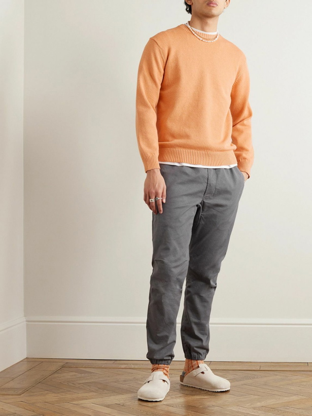 Photo: Beams Plus - Gym Tapered Stretch-Cotton Twill Drawstring Trousers - Gray