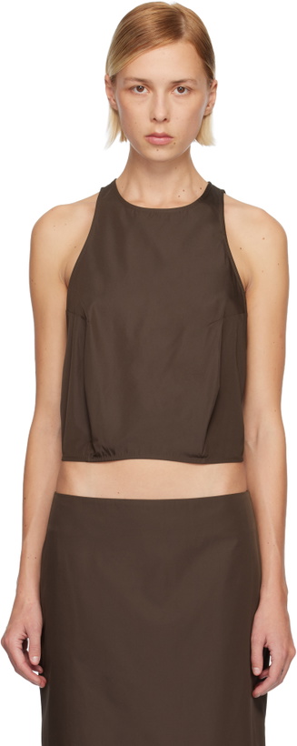 Photo: St. Agni Brown Paper Taffeta Cocoon Top