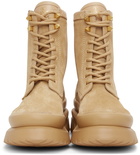 Valentino Garavani Beige Suede Combat Boots