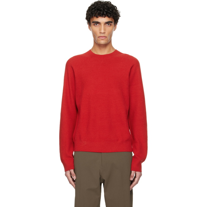Photo: Veilance Red Conic Wool Midlayer Sweater