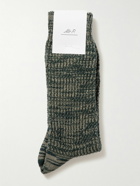 Mr P. - Ribbed Space-Dyed Cotton-Blend Socks