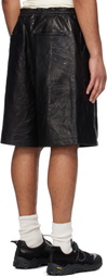 COOR Black Ramskin Crease Leather Bermuda Shorts