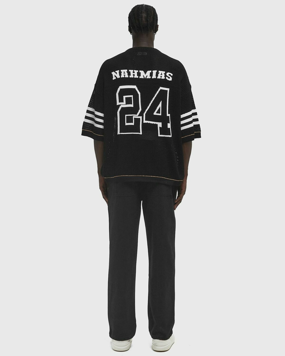 Eve着用 NAHMIAS FOOTBALL shirt Nahmias Knit 24 Football Shirt Black Mens Jersey Nahmias