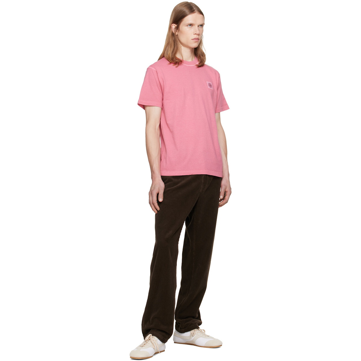 Stone Island Pink 2100026 Organic Cotton Jersey 'Fissato' T-shirt