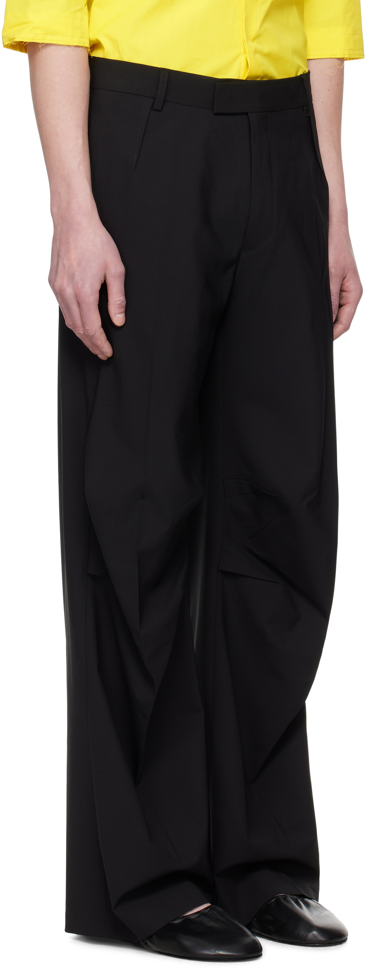 ALAINPAUL Black Knee Tailored Trousers