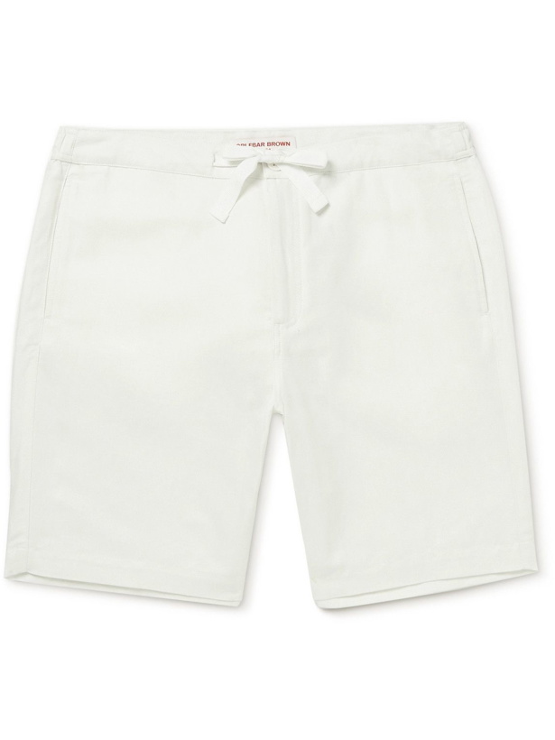 Photo: Orlebar Brown - Rene Straight-Leg Cotton and Linen-Blend Drawstring Shorts - White