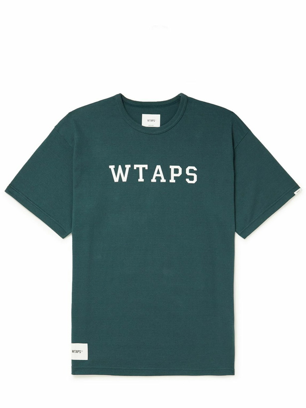 Photo: WTAPS - Logo-Print Cotton-Blend Jersey T-Shirt - Green