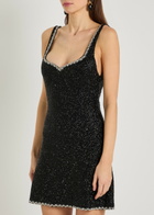 Alice + Olivia Eve Embellished Stretch-mesh Mini Dress Black