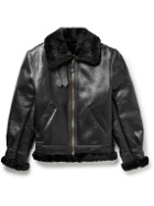 Schott - B-3 Shearling-Lined Leather Jacket - Black