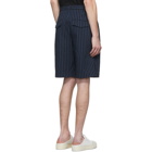 Maison Kitsune Navy Striped Seersucker Stan Bermuda Shorts
