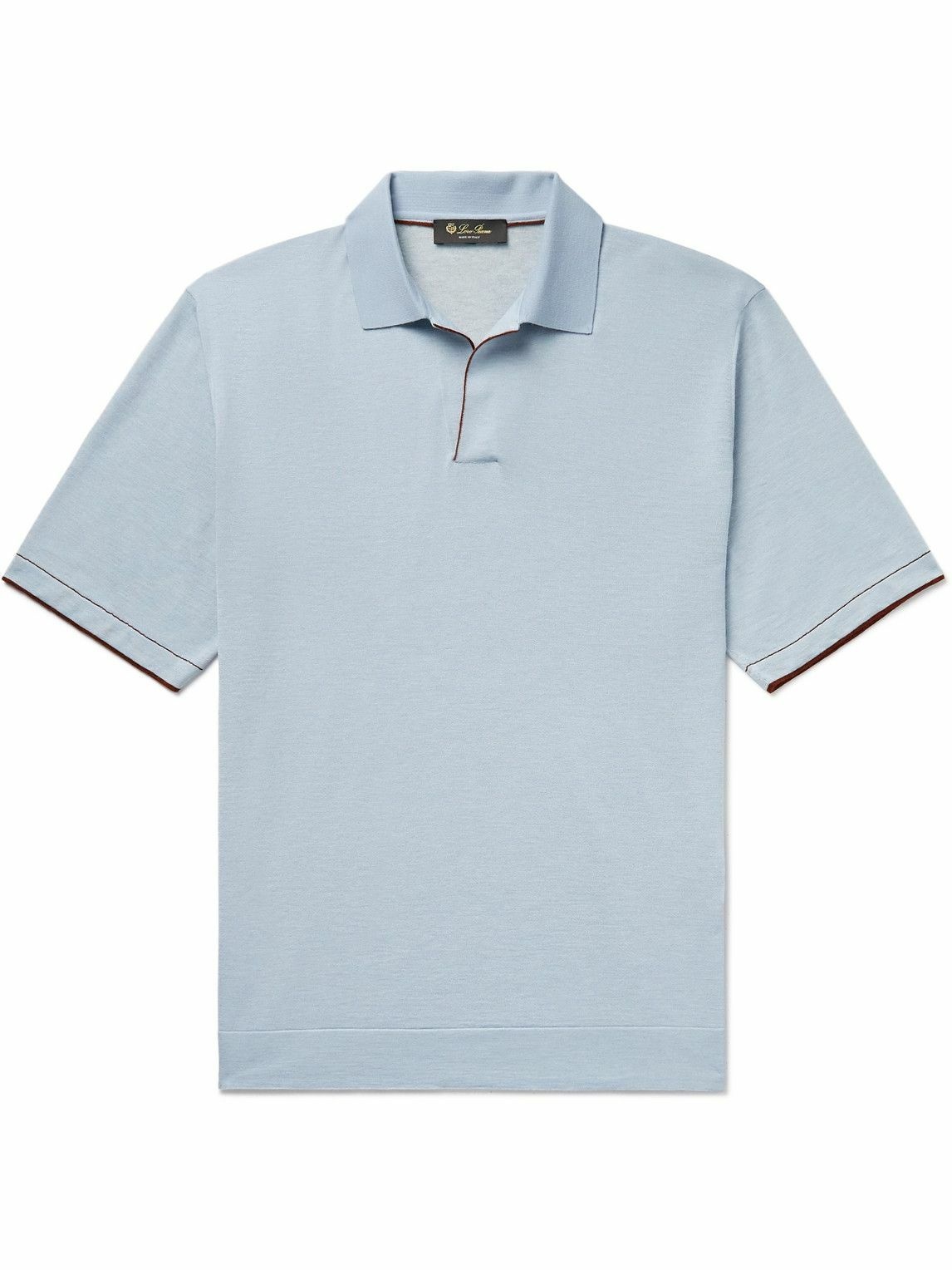 Photo: Loro Piana - Silk and Cashmere-Blend Polo Shirt - Blue