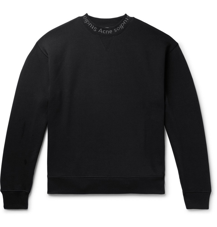 Photo: Acne Studios - Flogho Logo-Print Fleece-Back Cotton-Jersey Sweatshirt - Black