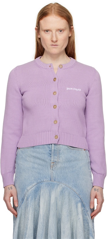 Photo: Palm Angels Purple Embroidered Cardigan