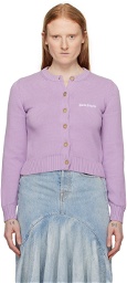 Palm Angels Purple Embroidered Cardigan