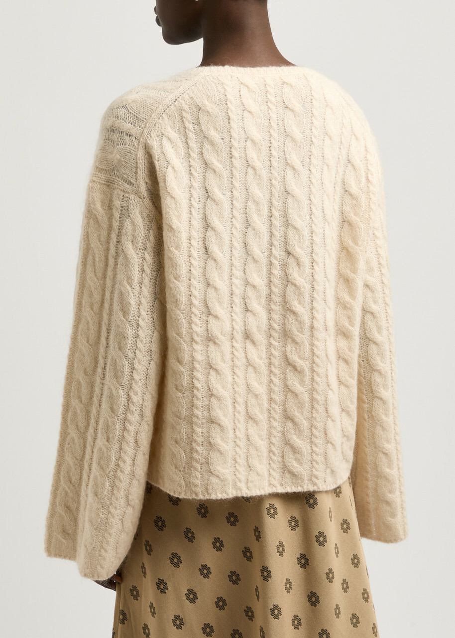 BY Malene Birger Cimone Cable-knit Wool-blend Jumper Sand