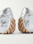 Bottega Veneta - Orbit Flash Suede-Trimmed Metallic Leather Sneakers - Silver