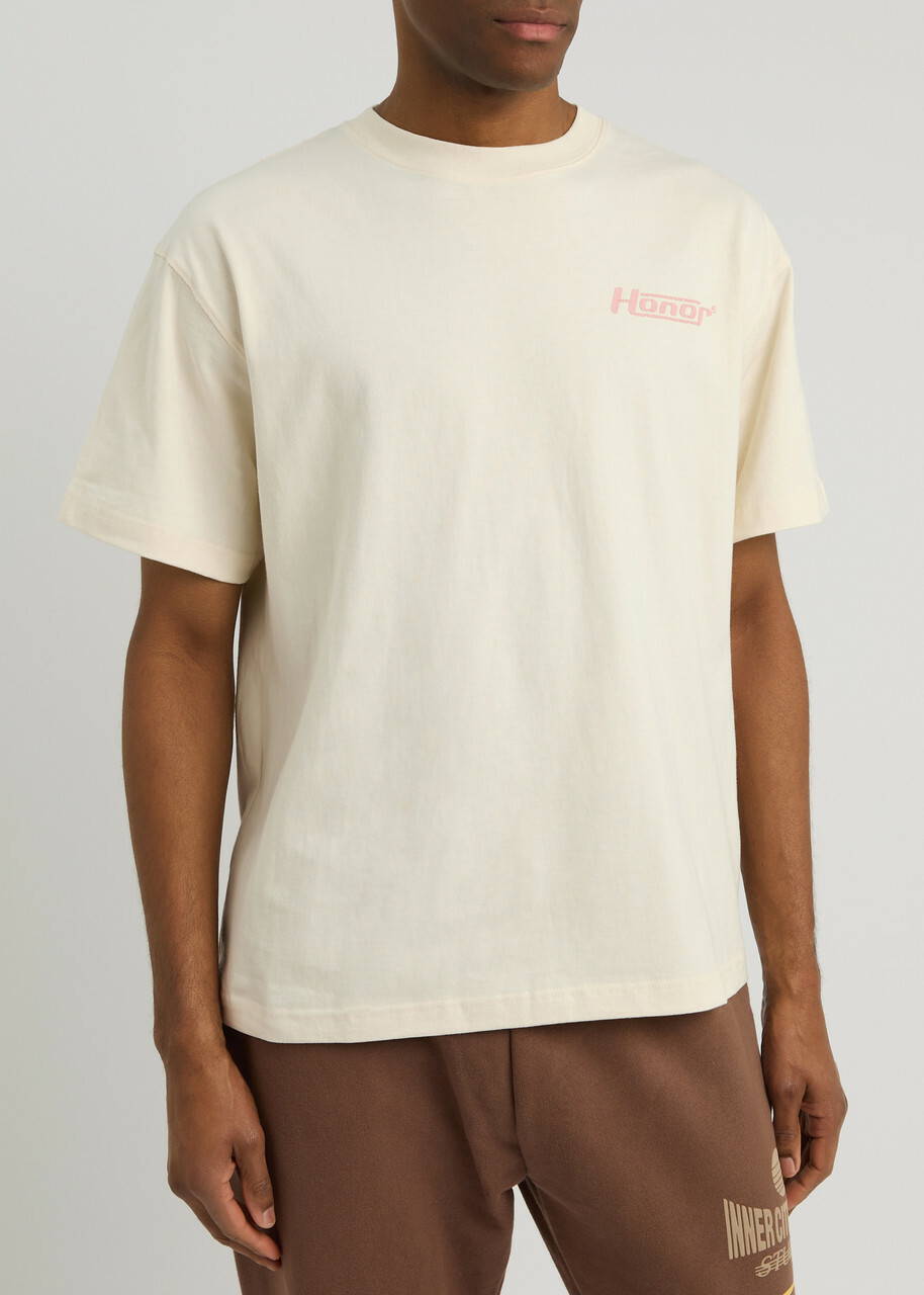 Honor The Gift Honor Globe Printed Cotton T-shirt Cream