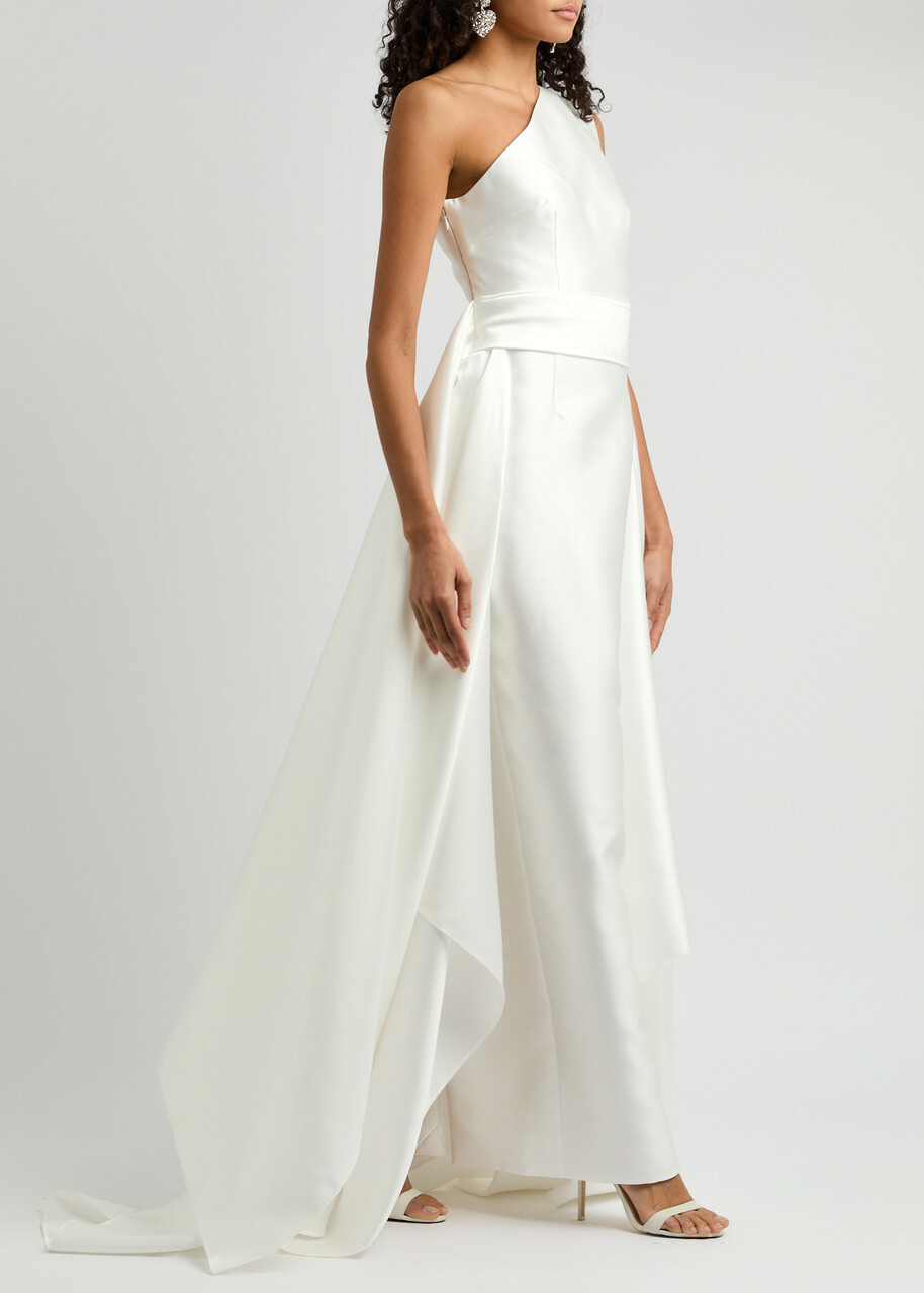 Solace London Charo One-shoulder Faille Gown Cream
