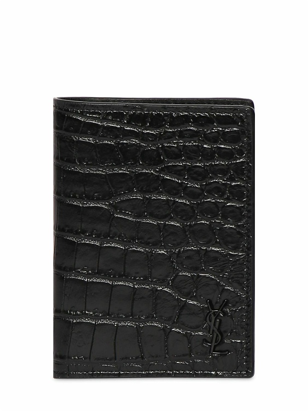 Photo: SAINT LAURENT - Ysl Croc Embossed Leather Wallet