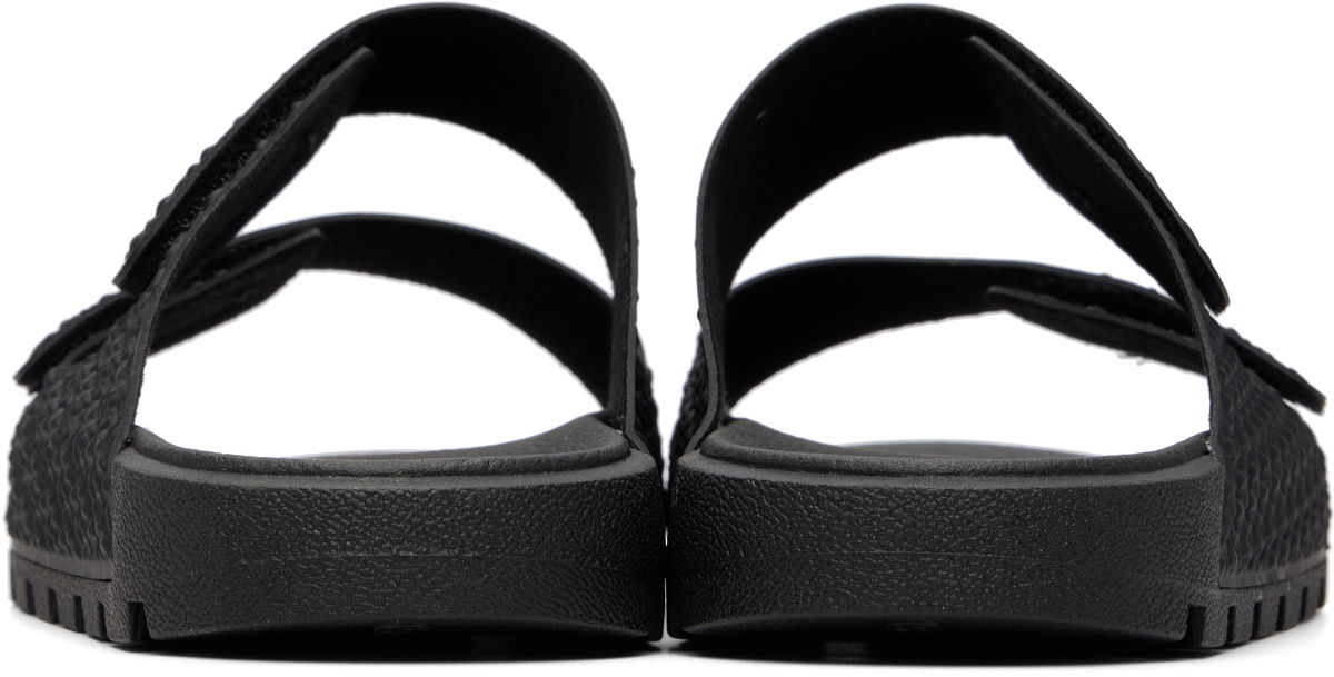 Hugo Black Monogram Riptape Strap Sandals