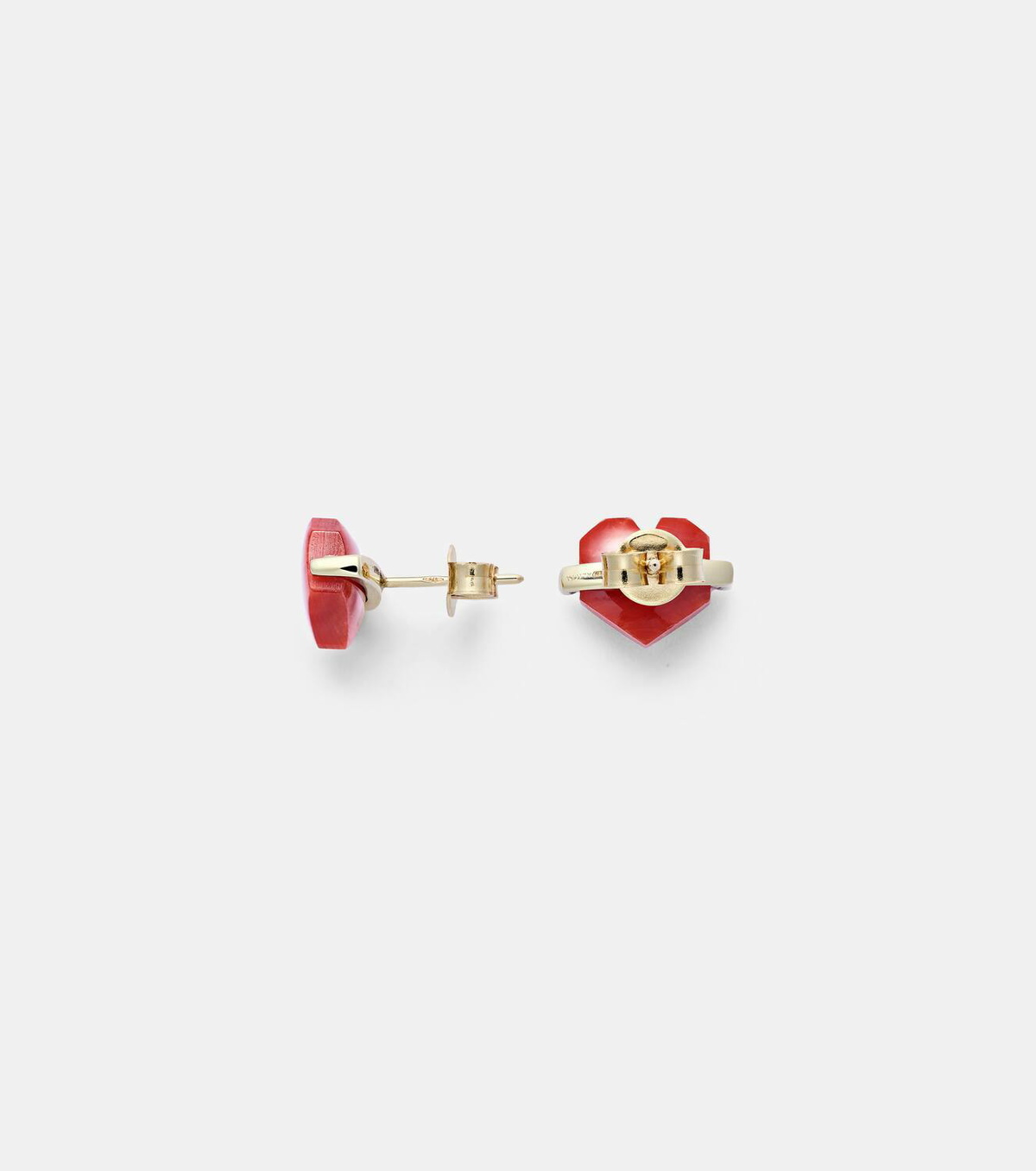 Aliita Corazón Mini 9kt and 18kt gold earrings with coral