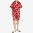 Lanvin Men's Rateau Print Swim Shorts in Carmine Red