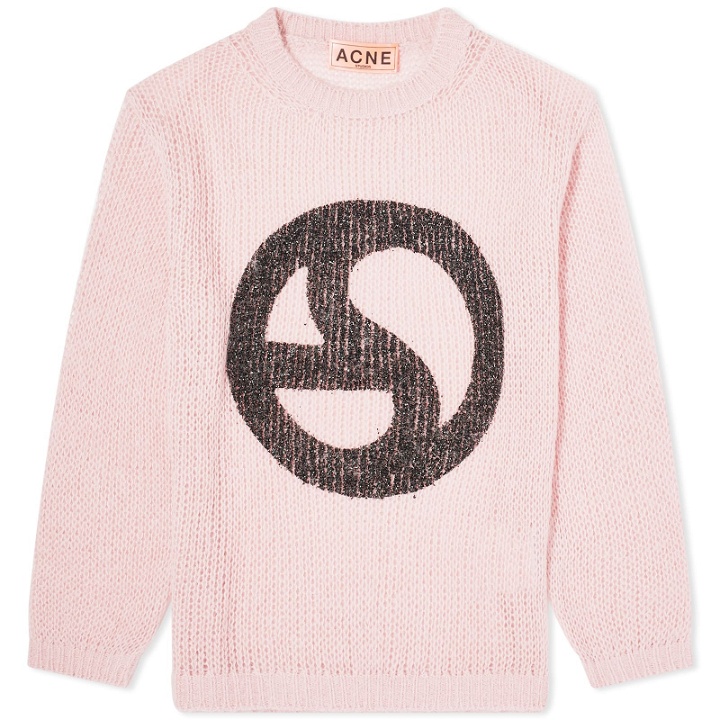 Photo: Acne Studios Men's Kitaly Logogram Open Knit Jumper in Blush Pink