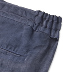 120% - Linen Drawstring Trousers - Blue