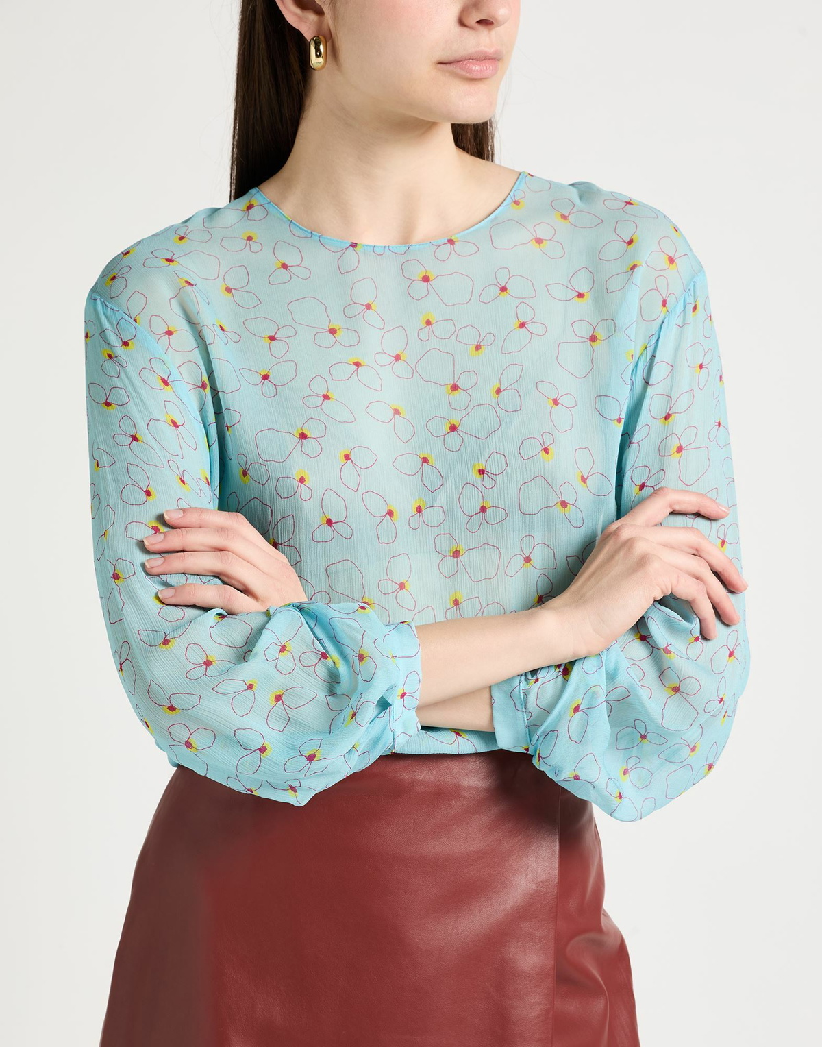 Manila Grace Womens Top in Sky blue