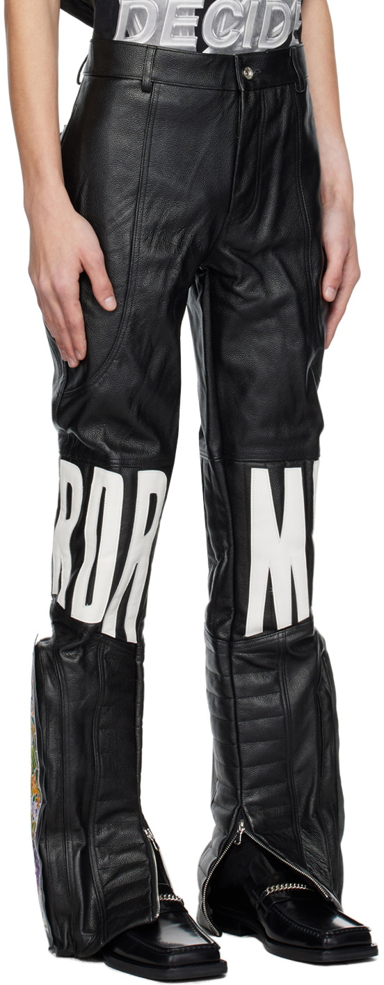 Who Decides War Black 'MRDR' Leather Pants