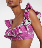 La DoubleJ Ruffled floral bikini top