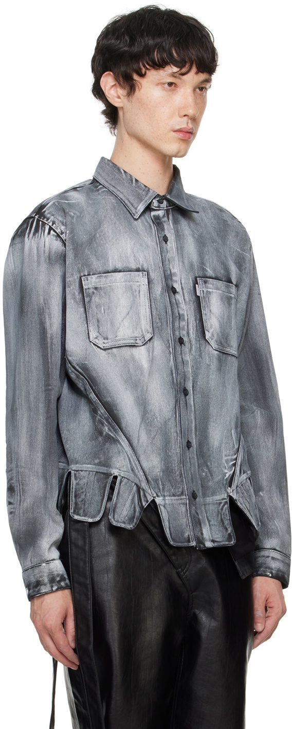 Juntae Kim Black Square Petal Corset Shirt