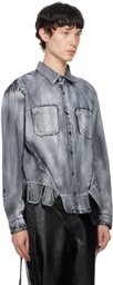 Juntae Kim Black Square Petal Corset Shirt
