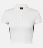 Gucci Web Stripe ribbed-knit cropped polo shirt