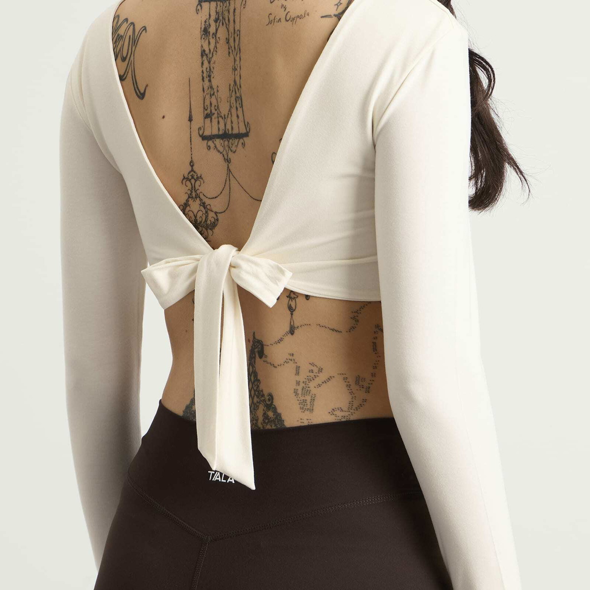 TALA Women's Tie Reversible Long Sleeve Top in Coconut Milk