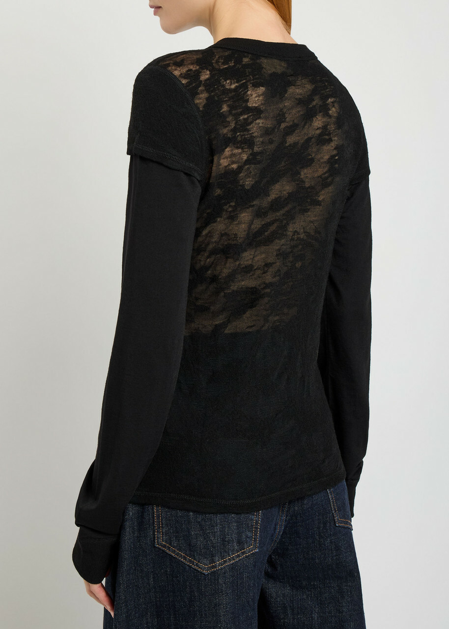 Our Legacy Heat Floral-jacquard Merino Wool top Black