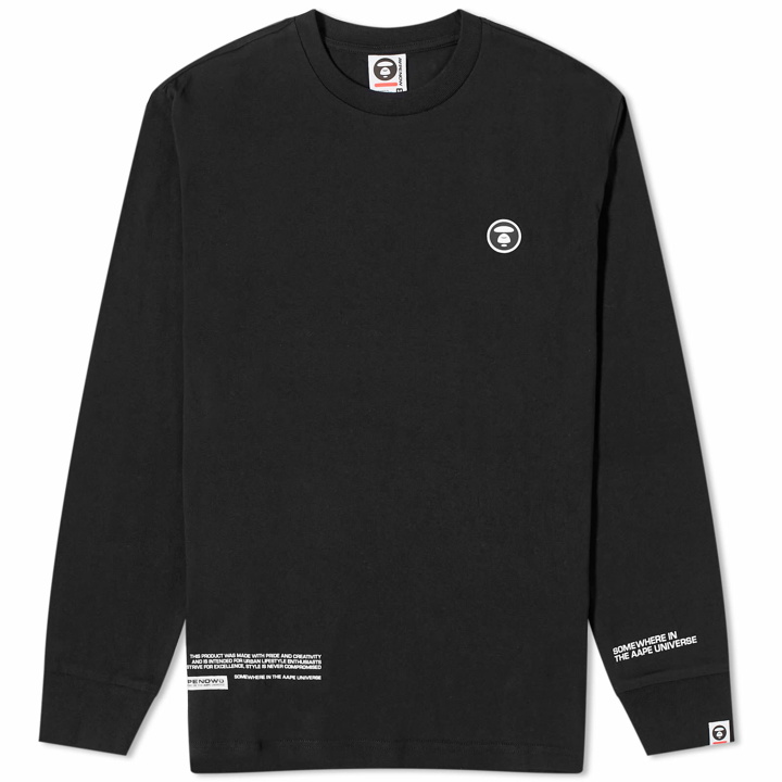 Photo: Men's AAPE Now Silicon Badge Long Sleeve T-Shirt in Black