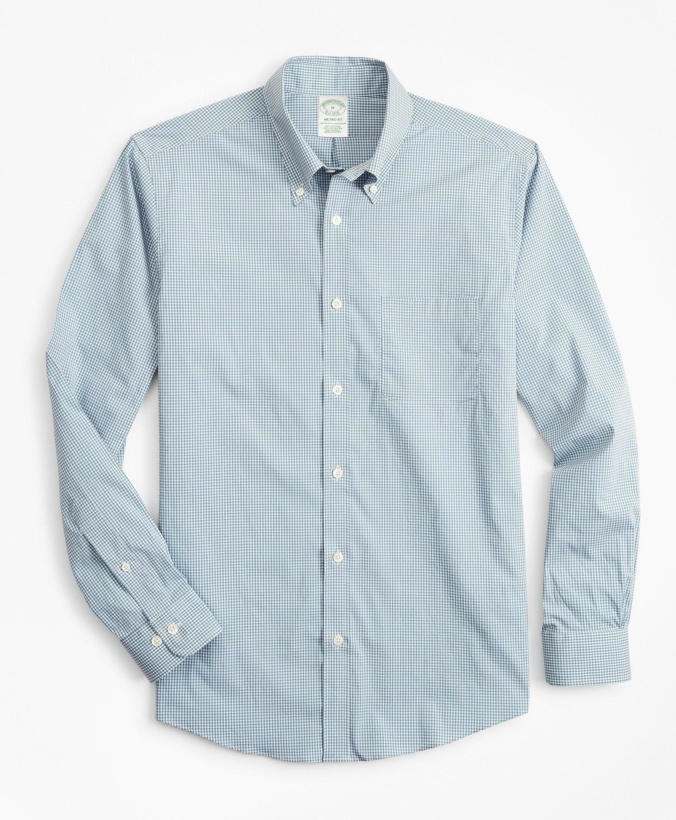 Photo: Brooks Brothers Men's Milano Slim-Fit Sport Shirt, Stretch Performance Series with COOLMAX, Gingham | Blue
